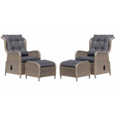 Glasgow lounge balkonset - verstelbaar 2 personen | wicker + aluminium | Ash Grey | 4-delig