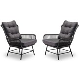 Dex lounge balkonset 2 personen | wicker + aluminium | Charcoal | 4-delig