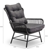 Dex lounge balkonset 2 personen | wicker + aluminium | Charcoal | 4-delig