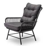 Dex lounge balkonset 2 personen | wicker + aluminium | Charcoal | 4-delig