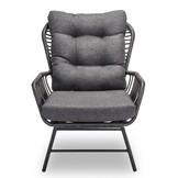 Dex lounge balkonset 2 personen | wicker + aluminium | Charcoal | 4-delig