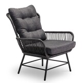 Dex lounge balkonset 2 personen | wicker + aluminium | Charcoal | 4-delig