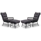 Dex lounge balkonset 2 personen | wicker + aluminium | Charcoal | 4-delig