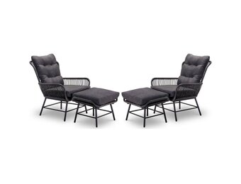 Dex lounge balkonset 2 personen | wicker + aluminium | Charcoal | 4-delig