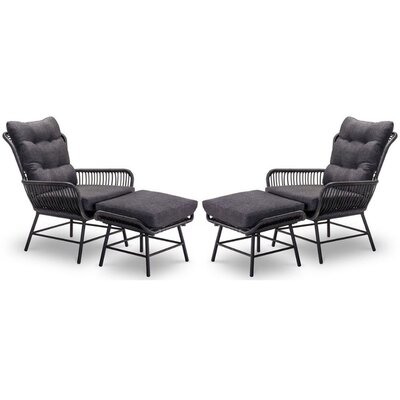 Dex lounge balkonset 2 personen | wicker + aluminium | Charcoal | 4-delig