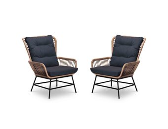 Dex loungestoel tuin set van 2 | wicker + aluminium | Bamboo antraciet