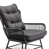 Dex loungestoel tuin set van 2 | wicker + aluminium | Charcoal