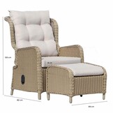 Glasgow lounge balkonset - verstelbaar 2 personen | wicker + aluminium | Royal Sand | 4-delig