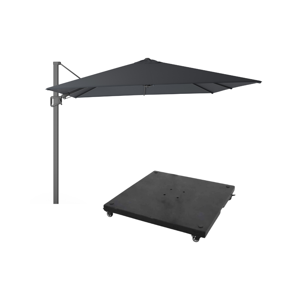 Milano T² zweefparasol | 300x300cm met parasolvoet 90kg | antraciet