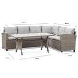 Stockholm dining loungeset met hockers 8 personen | wicker | zand | 5-delig - 245x169cm