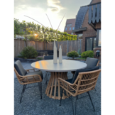 Elzas/Carlos taupe dining tuinset | 4 personen | betonlook + hardhout | 135cm rond