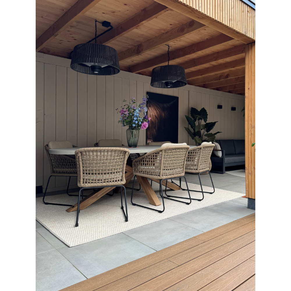 Livorno dining tuintafel 4 personen | polystone + hardhout | betonlook | 200cm