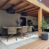 Livorno dining tuintafel 6 personen | polystone + hardhout | betonlook | 240cm