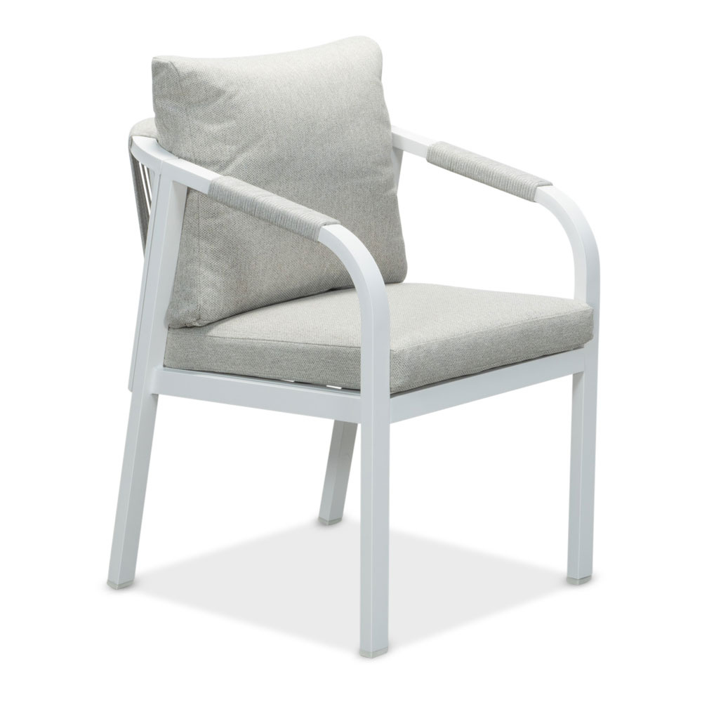 Calgary dining tuinstoel | touw + aluminium | wit