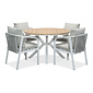 LUX outdoor living Calgary wit dining tuinset | 4 personen | polywood + touw | 120cm rond