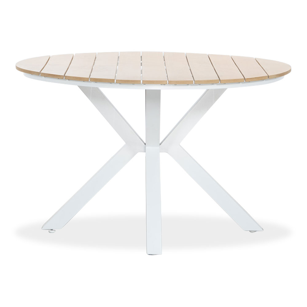 Calgary wit dining tuinset | 4 personen | polywood + touw | 120cm rond