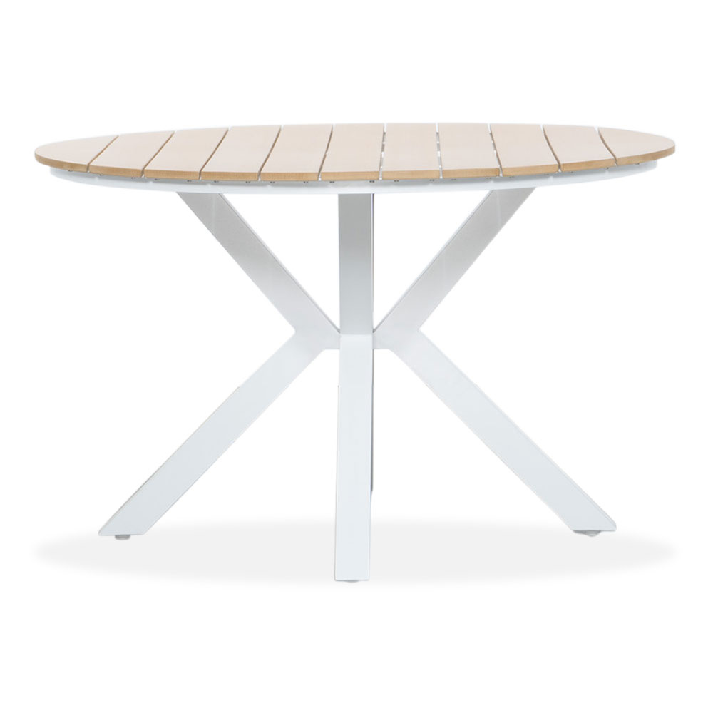 Calgary wit dining tuinset | 4 personen | polywood + touw | 120cm rond