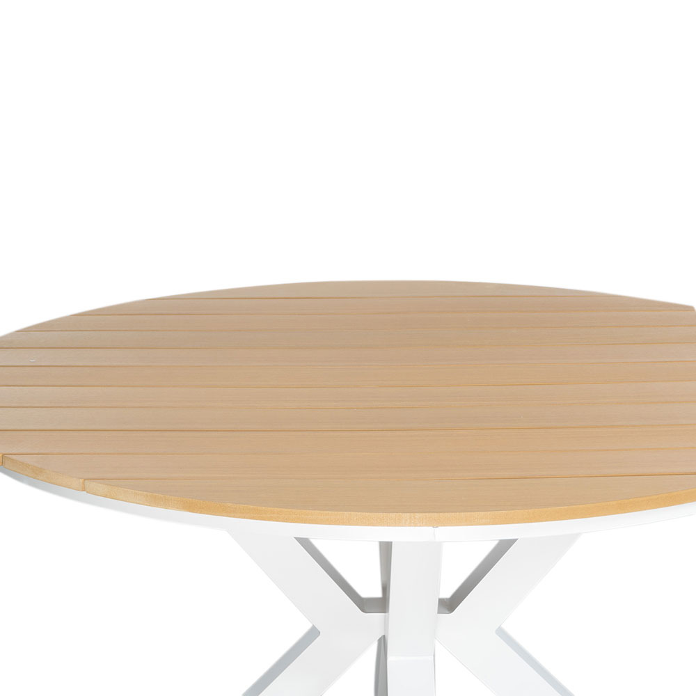 Calgary wit dining tuinset | 4 personen | polywood + touw | 120cm rond