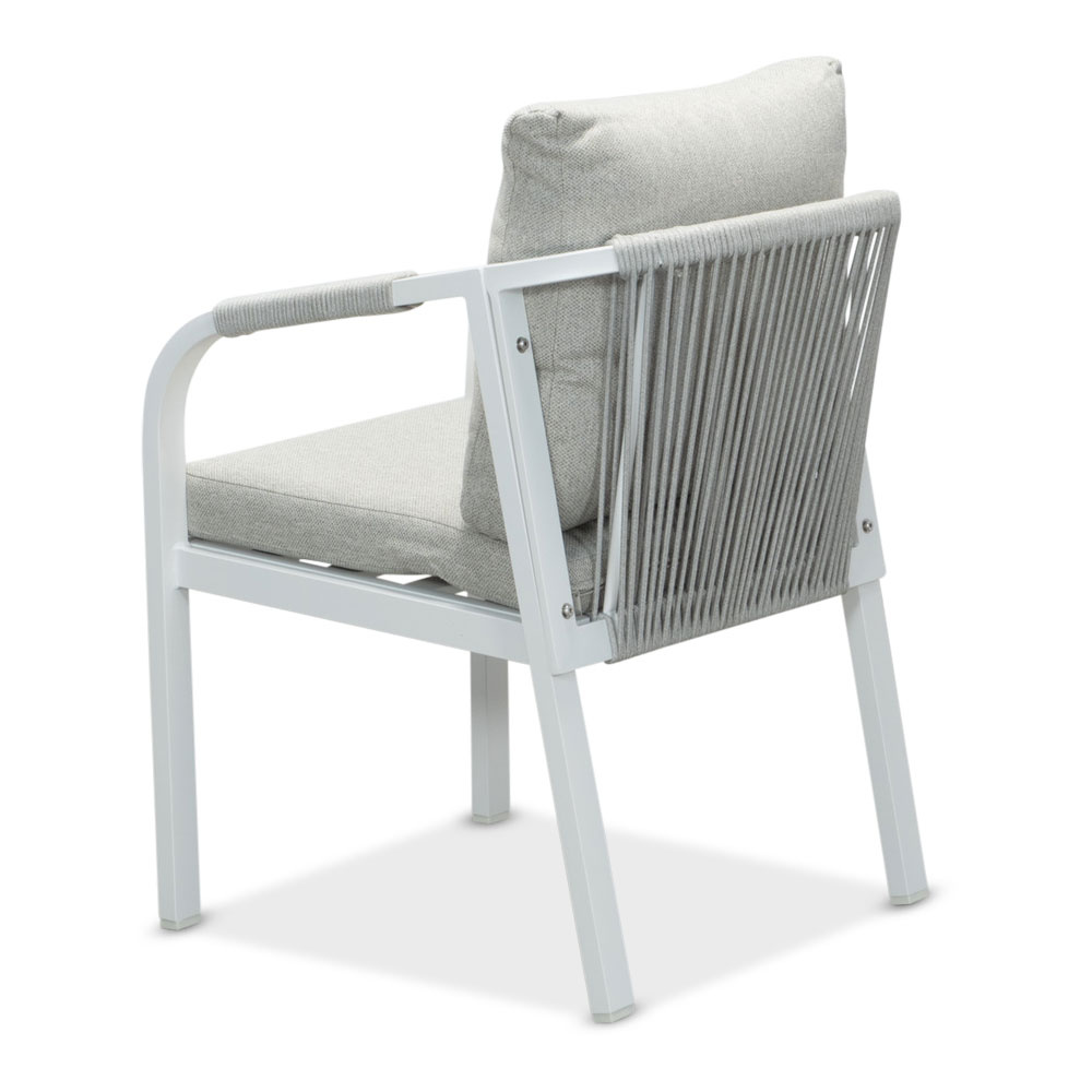 Calgary wit dining tuinset | 4 personen | polywood + touw | 120cm rond