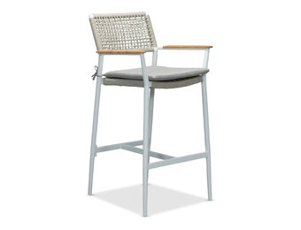 Sandro dining barstoel | touw + aluminium | wit