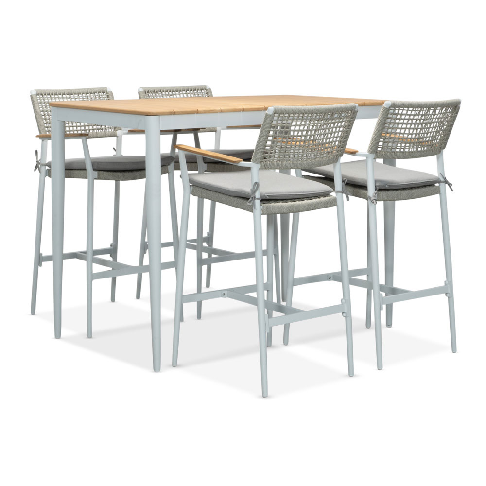 Sandro barset 5-delig | aluminium + teakhout | 140cm