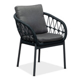 Dakota dining tuinstoel | touw + aluminium | zwart