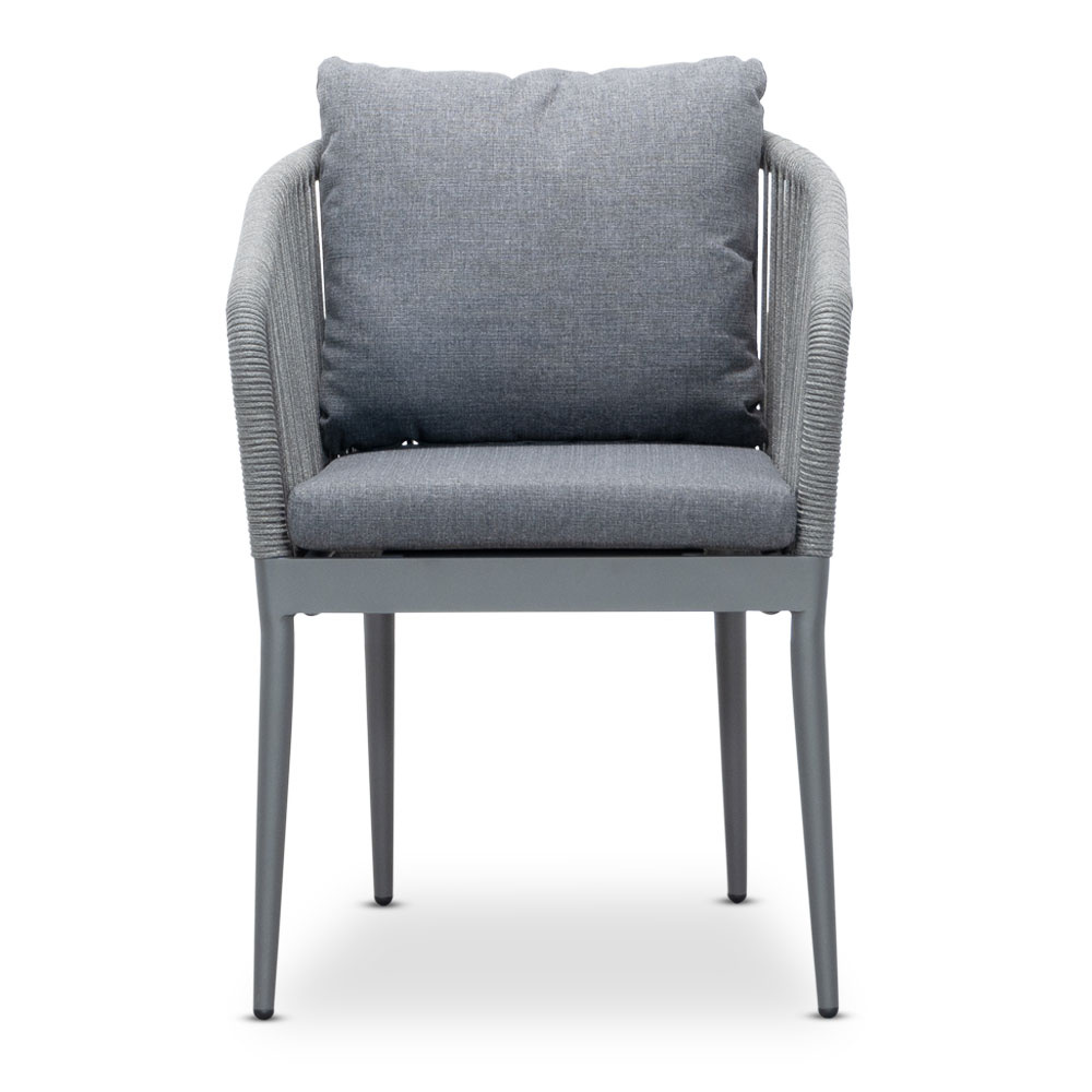 Cleve/Orlando antraciet dining tuinset | 4 personen | teakhout + touw | 200cm ovaal