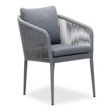 Cleve/Orlando antraciet dining tuinset | 4 personen | teakhout + touw | 200cm ovaal