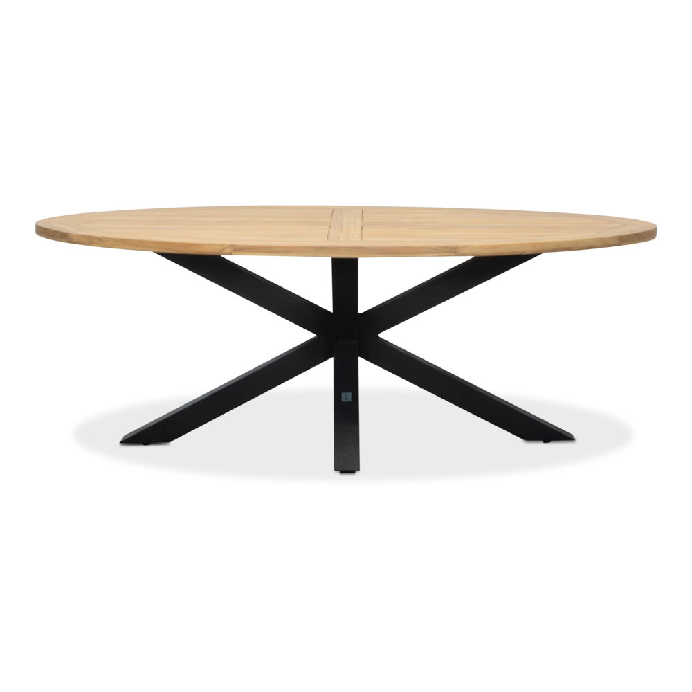 Cleve/Orlando antraciet dining tuinset | 4 personen | teakhout + touw | 200cm ovaal