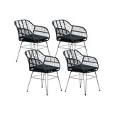 Napels dining tuinstoel set van 4 | wicker | zwart