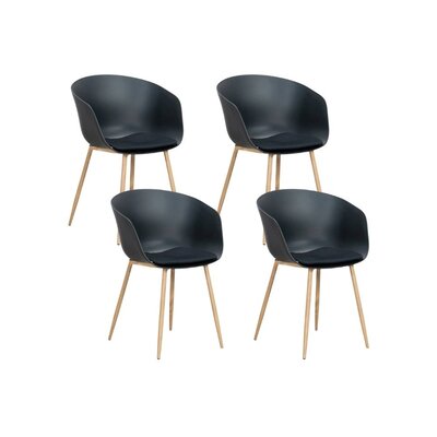 Rikki dining tuinstoel set van 4 | kunststof | zwart + houtlook