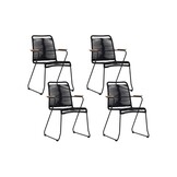 Gladys dining stoel set van 4 | touw + staal | zwart