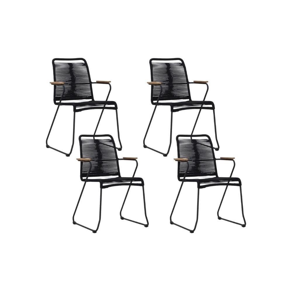 Gladys dining stoel set van 4 | touw + staal | zwart afbeelding