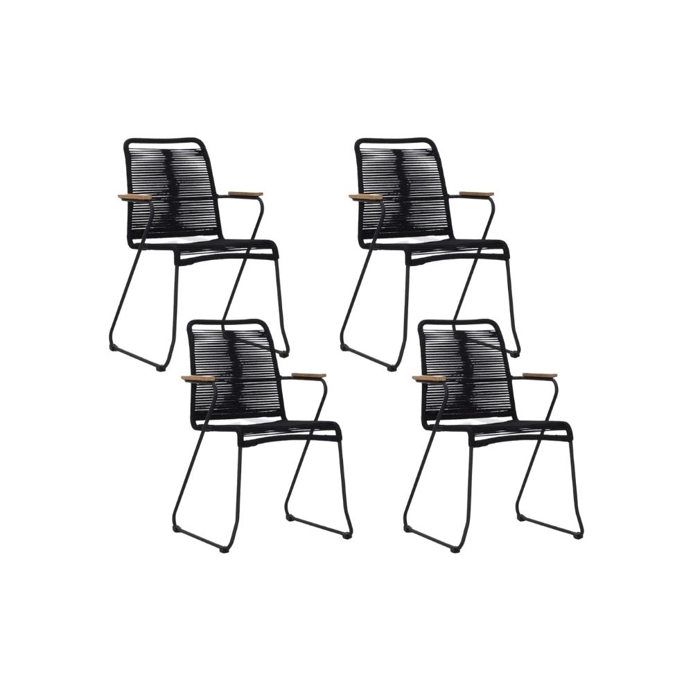 Gladys dining stoel set van 4 | touw + staal | zwart