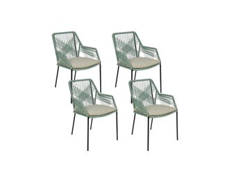 Seville dining tuinstoel stapelbaar set van 4 | touw + staal | mint