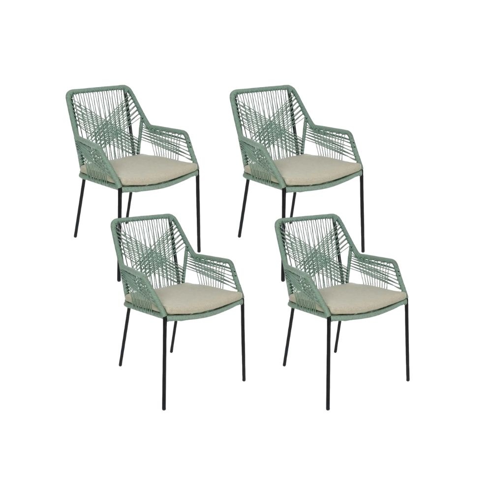 Seville dining tuinstoel stapelbaar set van 4 | touw + staal | mint