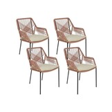 Seville dining tuinstoel stapelbaar set van 4 | touw + staal | terra