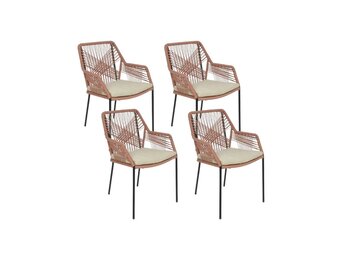 Seville dining tuinstoel stapelbaar set van 4 | touw + staal | terra