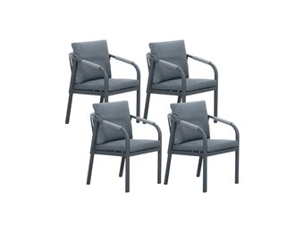 Calgary dining tuinstoel set van 4 | touw + aluminium | antraciet