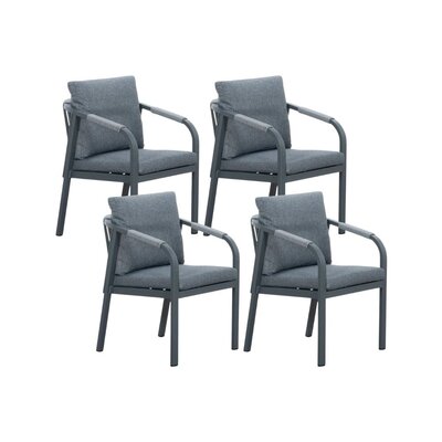 Calgary dining tuinstoel set van 4 | touw + aluminium | antraciet