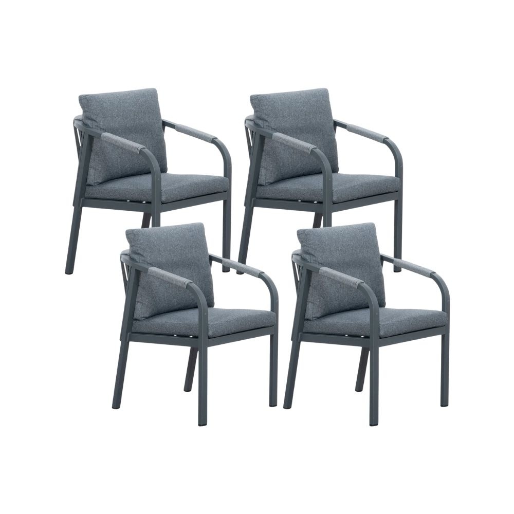 Calgary dining tuinstoel set van 4 | touw + aluminium | antraciet