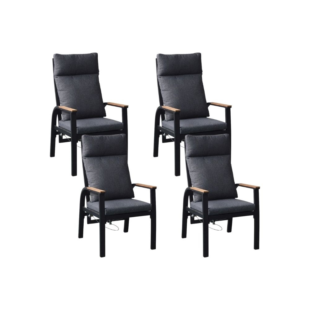 Annecy dining tuinstoel set van 4 | aluminium | antraciet