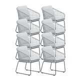 Tulum dining stoel set van 8 | touw + RVS | grijs