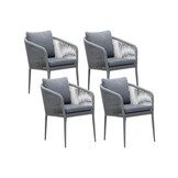 Orlando dining tuinstoel set van 4 | touw + aluminium | antraciet