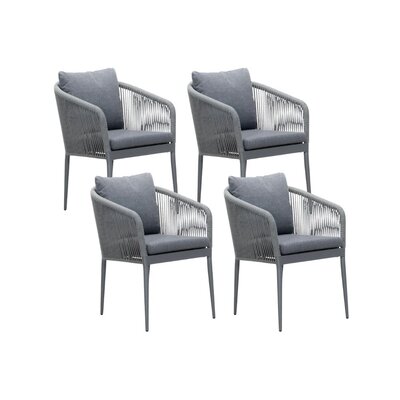 Orlando dining tuinstoel set van 4 | touw + aluminium | antraciet