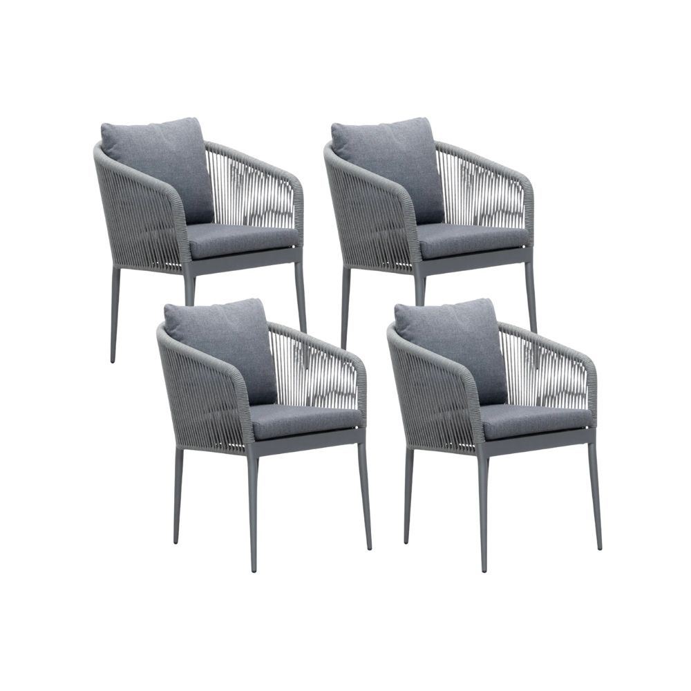 Orlando dining tuinstoel set van 4 | touw + aluminium | antraciet