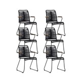 Gladys dining stoel set van 6 | touw + staal | zwart