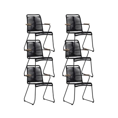 Gladys dining stoel set van 6 | touw + staal | zwart