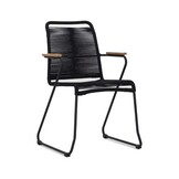 Gladys dining stoel set van 6 | touw + staal | zwart