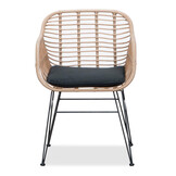 Lola dining tuinstoel set van 6 | wicker + staal | Bamboo antraciet
